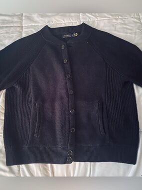 Vintage Ralph Lauren Navy Knit Button-Up Cardigan